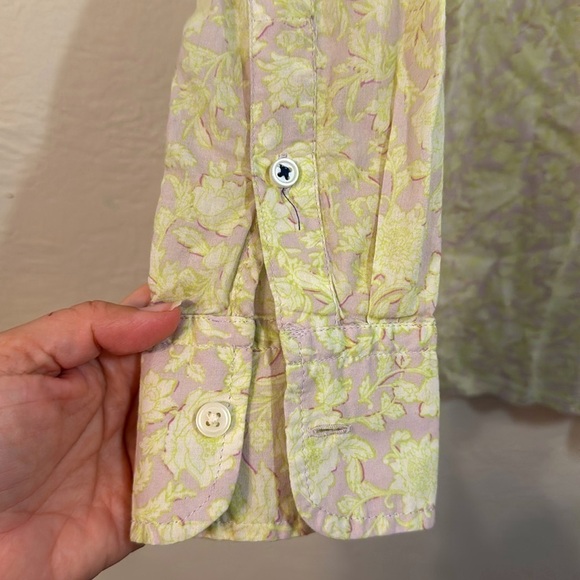 J.Crew Classic-Fit Cotton Voile Shirt Rose Vines Floral Neon Preppy Fairy Sz2 - Picture 5 of 9